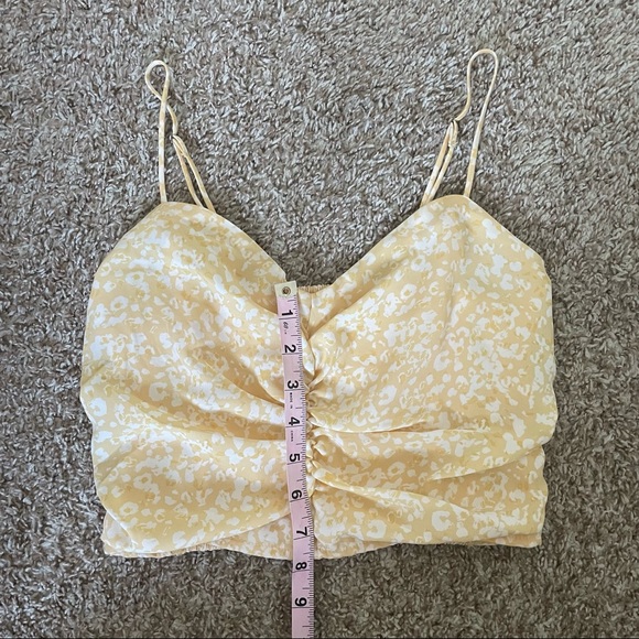 Abercrombie Yellow Floral Faux Silk Ruched Cami - Picture 9 of 9
